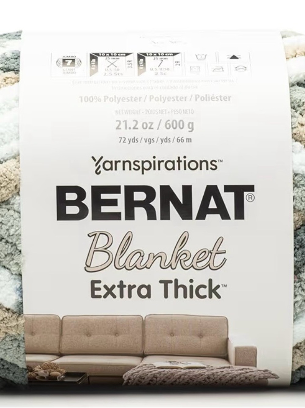 Bernat Yarnapirations Extra Thick Blanket - Slate Color 5 Skeins Brand New